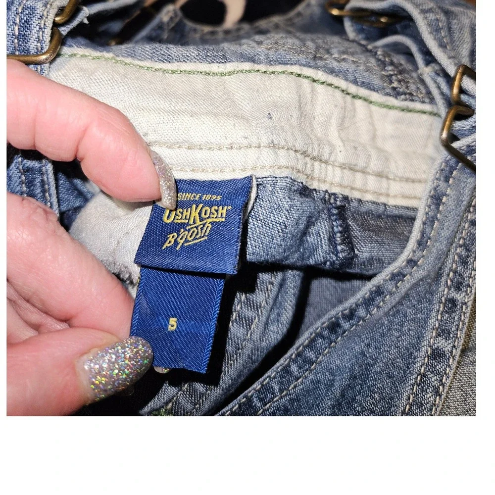 Vint OshKosh Bgosh Kids Blue Denim  Overalls Size 5 Dark Wash Adjustable‎ Straps